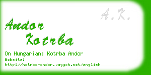 andor kotrba business card